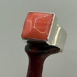 VTG Sterling Silver - MEXICO Southwestern Calcite Statement Ring Size 6.5 - 11g